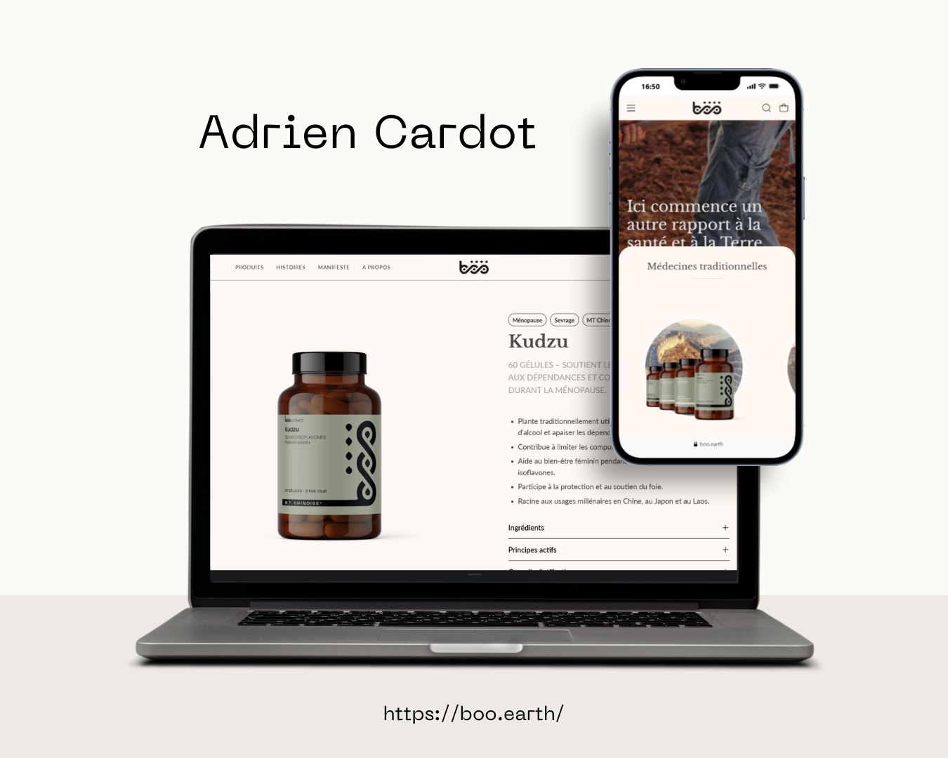Projet Shopify Boo Earth par Adrien Cardot - migration et refonte SEO