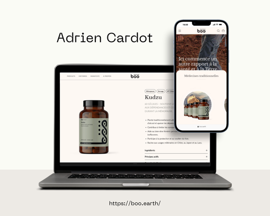Projet Shopify Boo Earth par Adrien Cardot - migration et refonte SEO