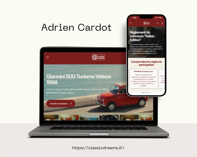 Projet Shopify Classic Dreams par Adrien Cardot - refonte conversion et packs