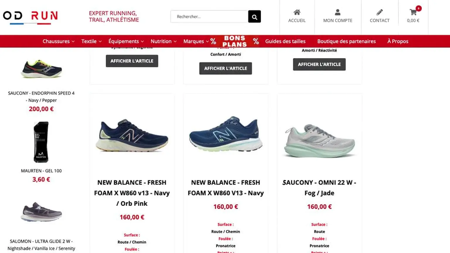 Apercu boutique Shopify de chaussures et equipements de running